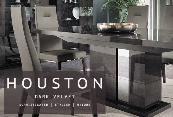 Houston Dark Velvet High Gloss Contemporary Furniture Collection