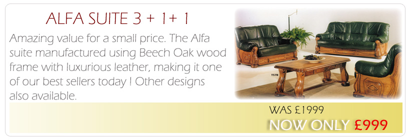 Alfa Suite - Available in various leather and finishes ONLY &pound;999 !